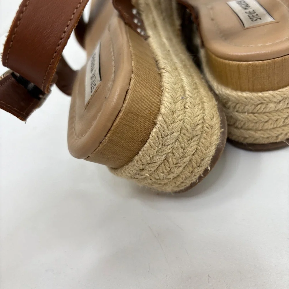 Steve Madden Platform Espadrille Sandals Brown Ankle Strap Summer Shoes size 8.5